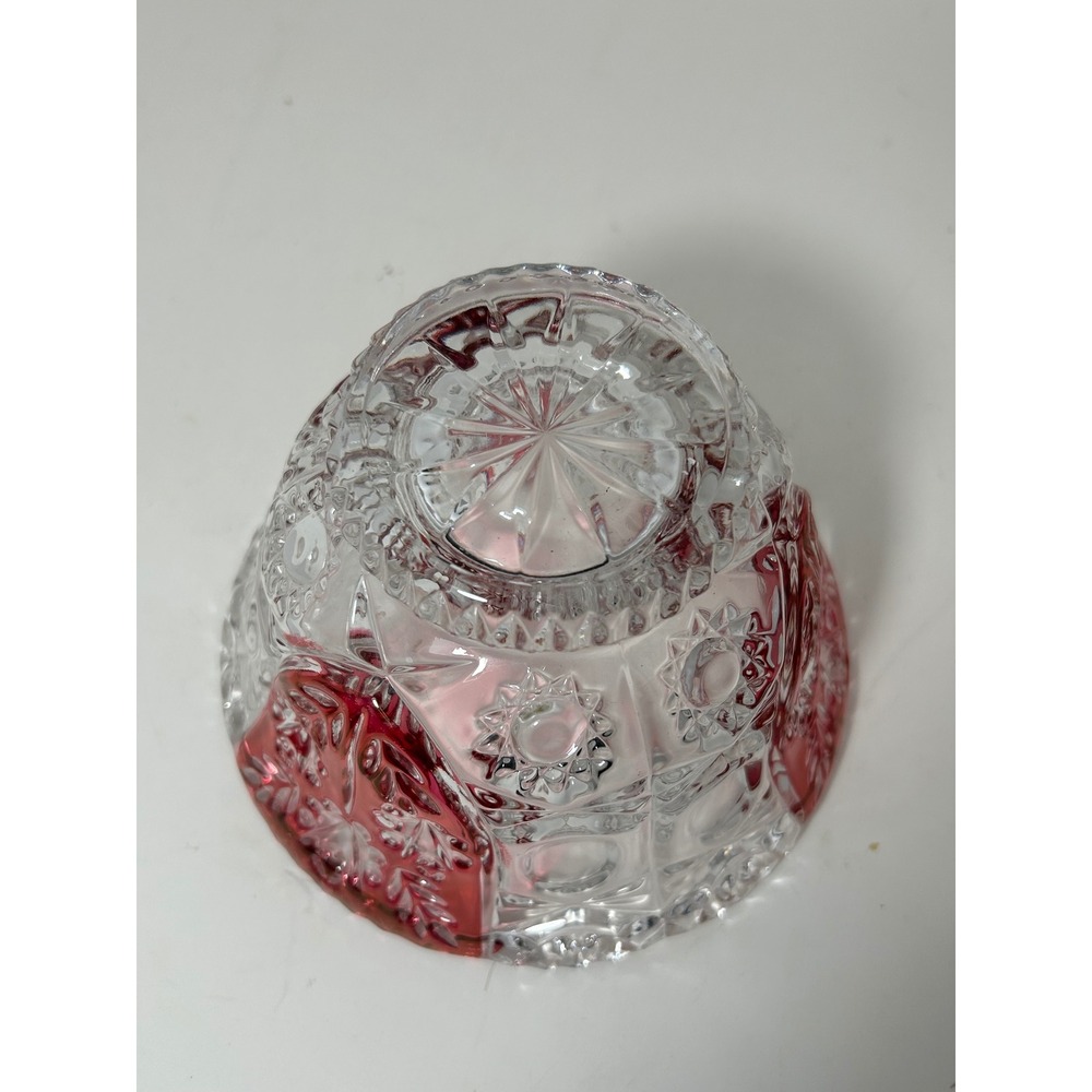 Vintage Ruby Flash Stained EAPG Pressed Glass Bowl Floral Etched Scalloped Edge - Picture 6 of 7